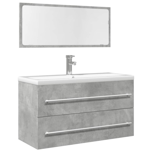 Set muebles de baño 2 piezas madera contrachapada gris hormigón D