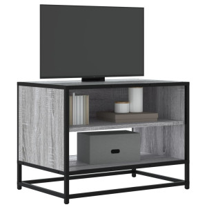 Mueble TV madera ingeniería y metal roble ahumado 61x40x46 cm D