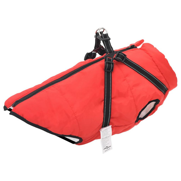 Abrigo para perro con arnés impermeable reflectante 4XL rojo D