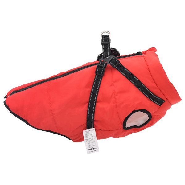 Abrigo para perro con arnés impermeable reflectante 4XL rojo M 4