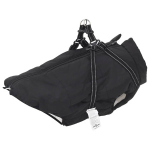 Abrigo para perro con arnés impermeable reflectante 6XL negro D