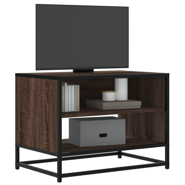 Mueble TV metal y madera ingeniería marrón roble 61x40x46 cm D