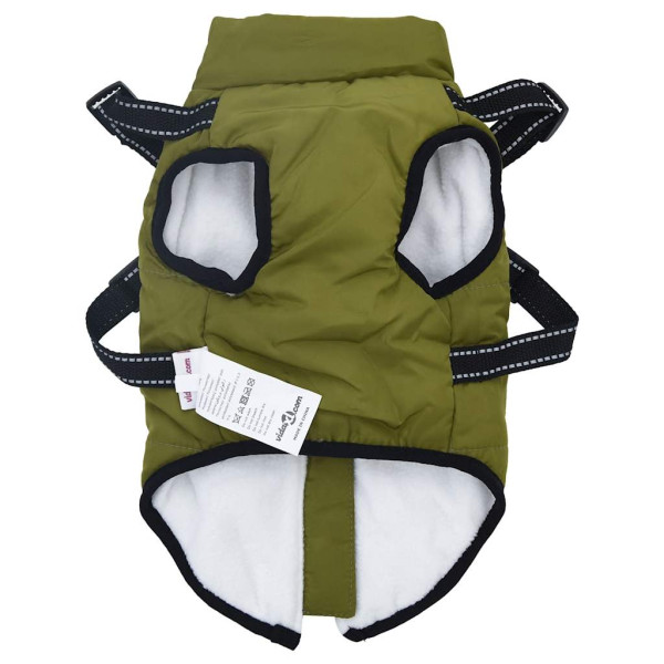 Abrigo perro con arnés impermeable reflectante M verde militar M 5