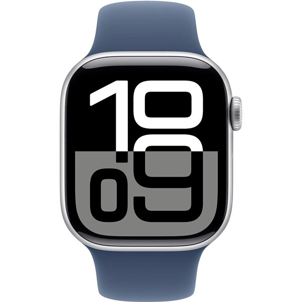 Apple Relógio Série 10 LTE 42 mm alumínio prata pulseira esportiva S/M azul jeans D