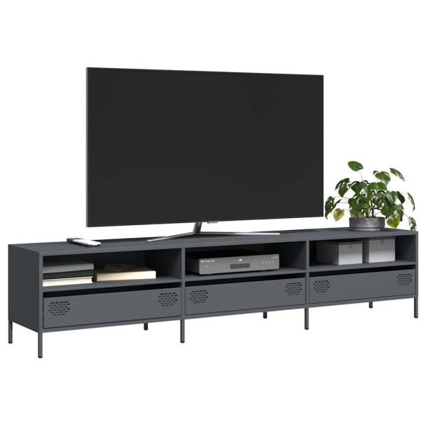 Mueble de TV acero laminado en frío antracita 202x39x43.5 cm D