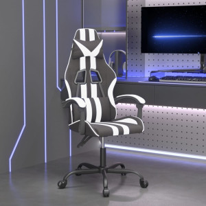 Silla gaming giratoria cuero sintético negro y blanco D