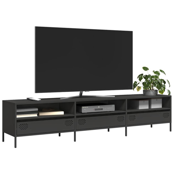 Mueble para TV acero laminado en frío negro 202x39x43.5 cm D