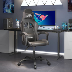 Silla gaming cuero sintético negro y gris D