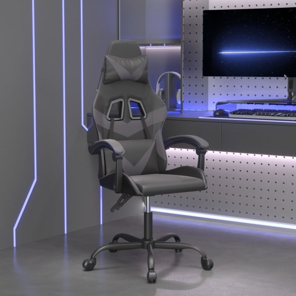 Silla gaming cuero sintético negro y gris D