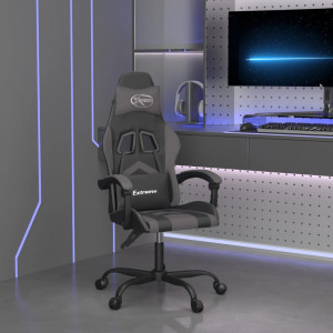 Silla gaming giratoria cuero sintético negro y gris D