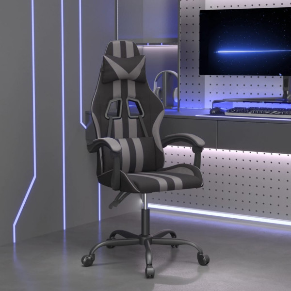 Silla gaming cuero sintético negro y gris D