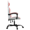 Silla gaming giratoria cuero sintético blanco y rosa 4