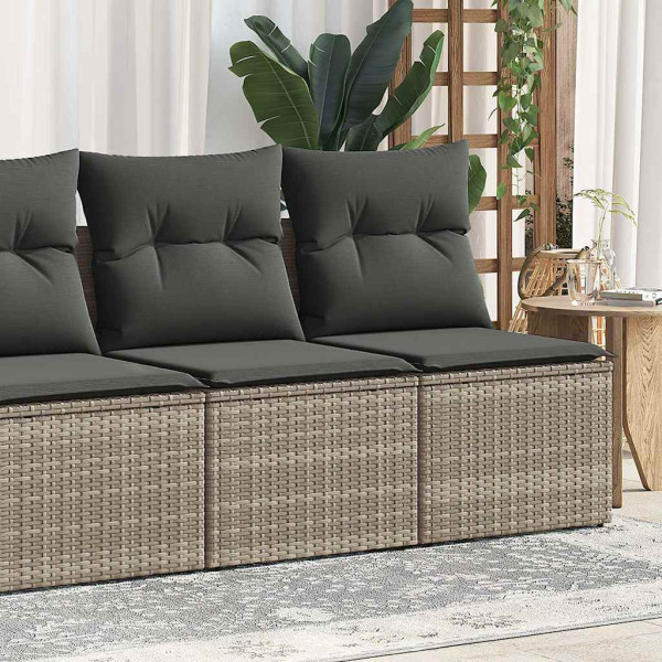 Conjunto de sofás de jardim e almofadas 4 pcs sintético cinza acacia rattan D