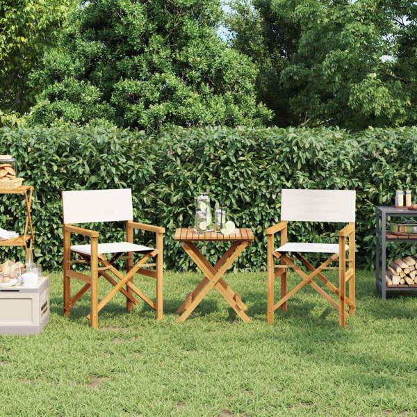 Sillas de director plegables 2 uds madera maciza teca crema Sillas de director plegables 2 uds madera maciza teca crema D