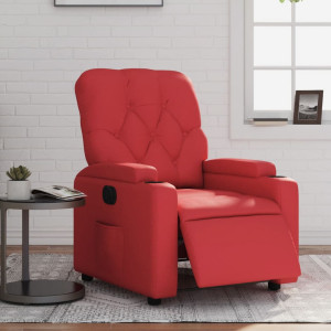 Sillón reclinable eléctrico de cuero sintético rojo D