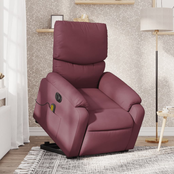 Reclining cadeira de massagem elétrica levantada tecido roxo D