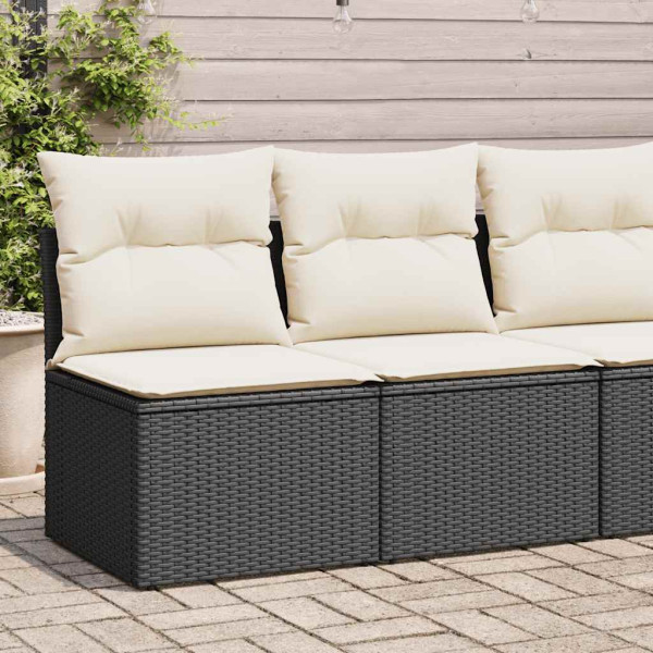 Set sofás jardín y cojines 4 pzas ratán sintético acacia negro Set sofás jardín y cojines 4 pzas ratán sintético acacia negro D