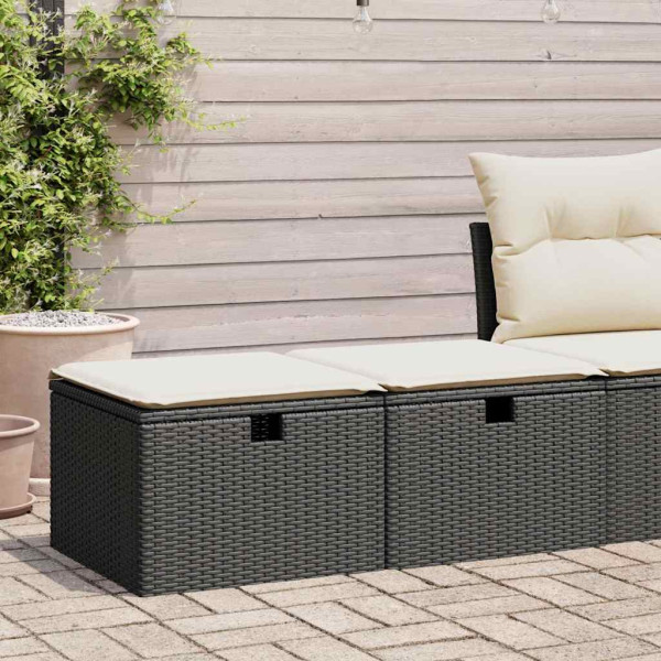 Set sofás jardín y cojines 2 pzas ratán sintético acacia negro Set sofás jardín y cojines 2 pzas ratán sintético acacia negro D