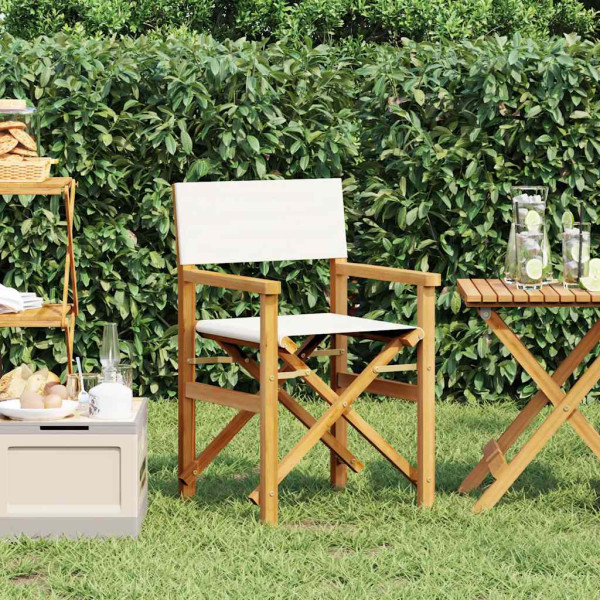 Silla de director plegable madera maciza de teca crema Silla de director plegable madera maciza de teca crema D