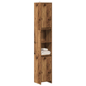 Armario de baño madera de ingeniería envejecida 30x30x183.5 cm D