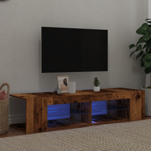 Mueble TV luces LED madera ingeniería envejecida 135x39x30 cm D