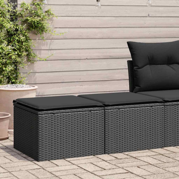 Set sofás jardín y cojines 2 pzas ratán sintético acacia negro Set sofás jardín y cojines 2 pzas ratán sintético acacia negro D