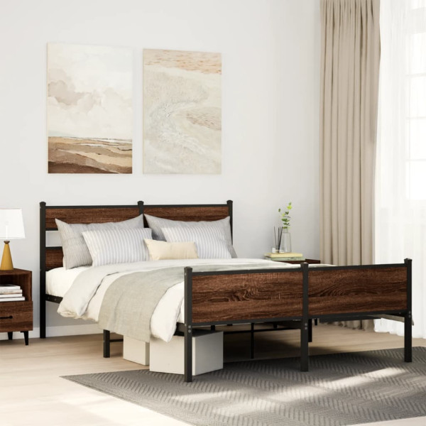 Estructura de cama sin colchón madera marrón roble 140x190 cm Estructura de cama sin colchón madera marrón roble 140x190 cm D