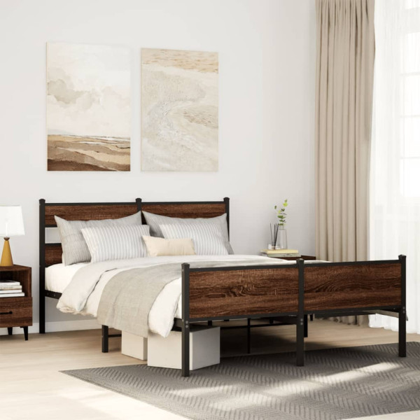 Estructura de cama sin colchón madera marrón roble 140x200 cm Estructura de cama sin colchón madera marrón roble 140x200 cm D