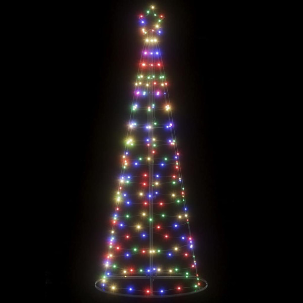 Cone de luz de árvore de Natal 200 LEDs coloridos 182 cm D