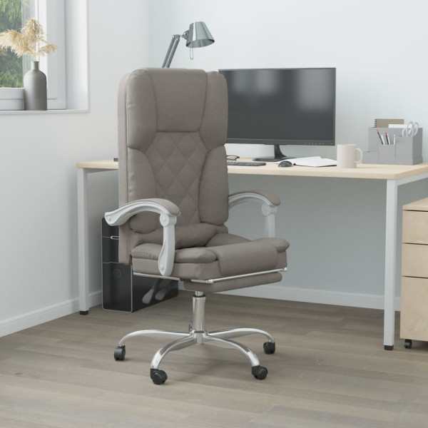 Silla de oficina reclinable con masaje tela gris taupé D