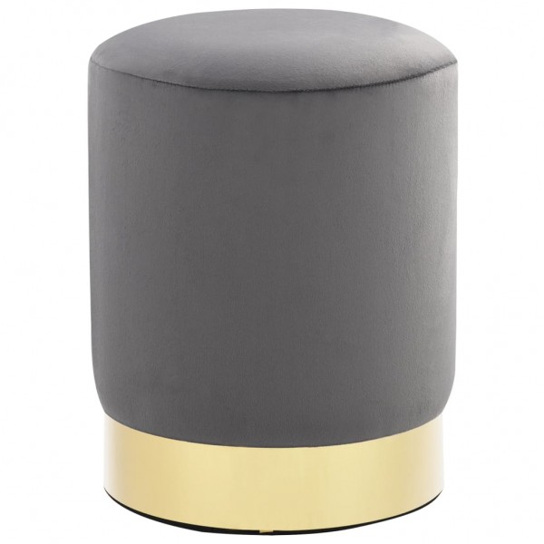 Stool de veludo cinza escuro e dourado D