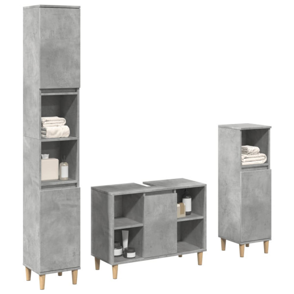 Set muebles de baño 2 piezas madera contrachapada gris hormigón Set muebles de baño 2 piezas madera contrachapada gris hormigón D
