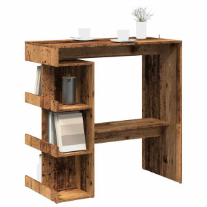 Mesa de bar con estante madera envejecida 100x48x101.5 cm D
