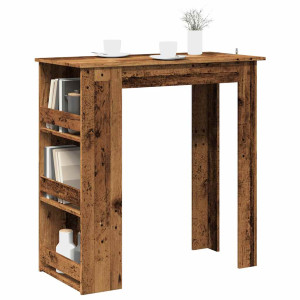Mesa bar con estante almacenaje envejecida 102x50x103.5 cm D