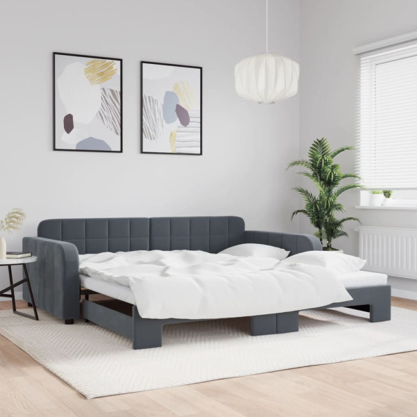 Sofá cama nido terciopelo gris oscuro 100x200 cm Sofá cama nido terciopelo gris oscuro 100x200 cm D
