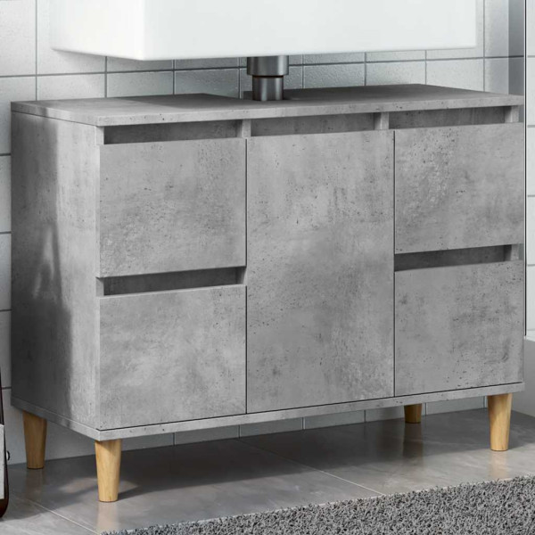 Armario de lavabo madera contrachapada gris hormigón 80x33x60cm Armario de lavabo madera contrachapada gris hormigón 80x33x60cm D