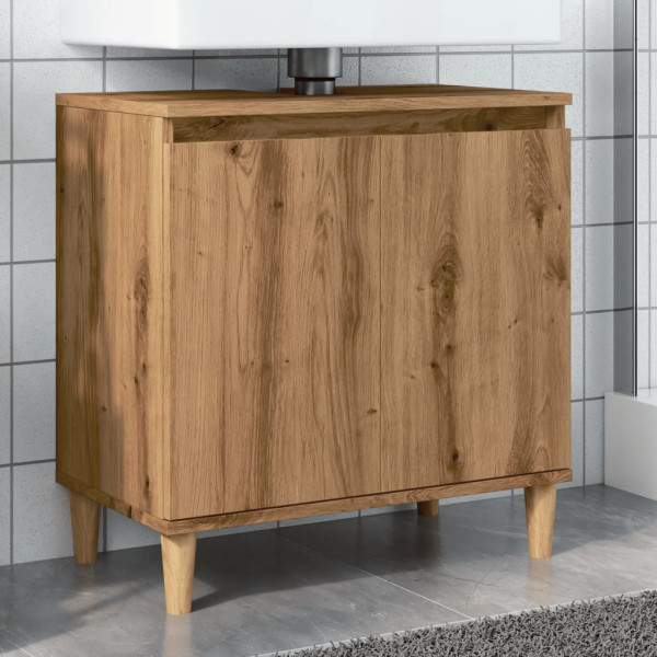 Mueble de lavabo madera de ingeniería roble artisan 58x33x60 cm Mueble de lavabo madera de ingeniería roble artisan 58x33x60 cm D