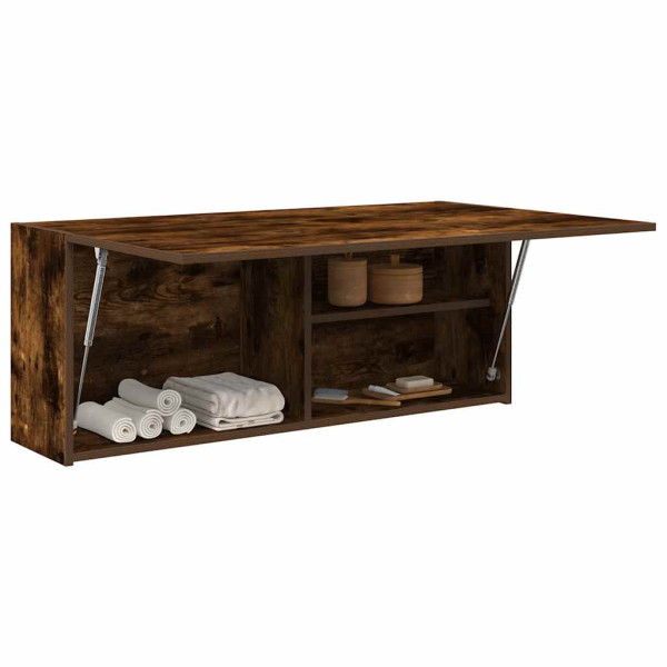 Mueble pared baño madera ingeniería roble ahumado 100x25x40 cm Mueble pared baño madera ingeniería roble ahumado 100x25x40 cm D