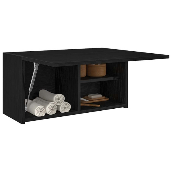 Mueble de pared de baño madera ingeniería negro 60x25x30 cm Mueble de pared de baño madera ingeniería negro 60x25x30 cm D