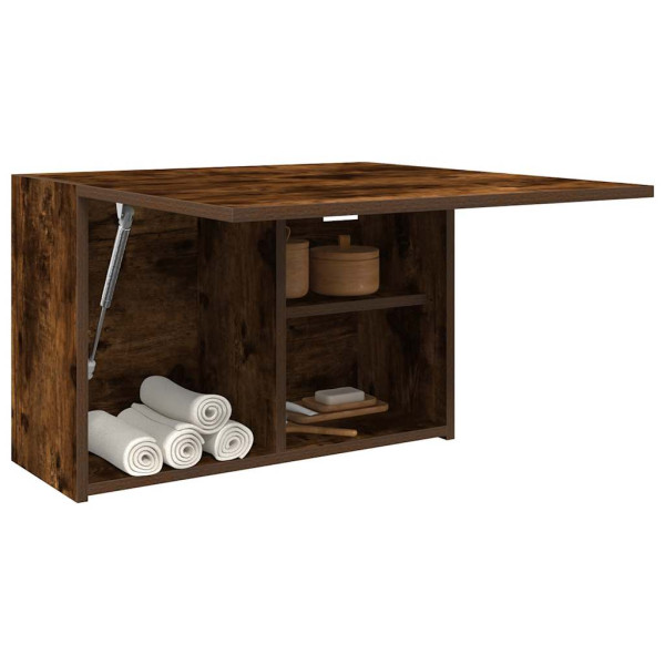 Mueble de pared baño madera ingeniería roble ahumado 60x25x40cm Mueble de pared baño madera ingeniería roble ahumado 60x25x40cm D