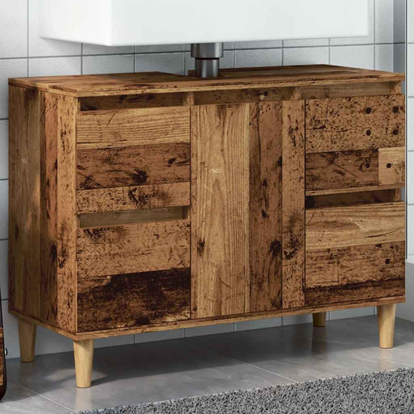 Mueble de lavabo madera ingeniería envejecida 80x33x60 cm Mueble de lavabo madera ingeniería envejecida 80x33x60 cm D