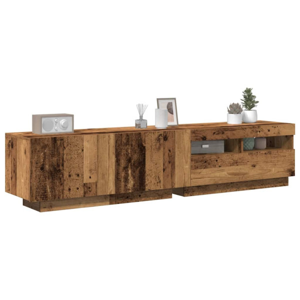 Mueble de TV luces LED madera roble artisan 180x35x40 cm D