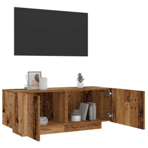 Mueble TV luces LED madera ingeniería envejecida 100x35x40 cm D