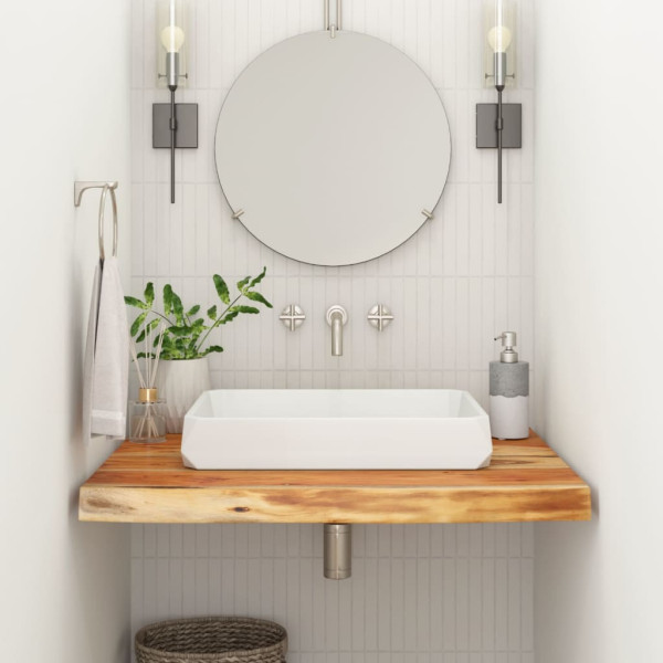 Encimera de baño rectangular madera maciza acacia 80x60x2.5 cm D