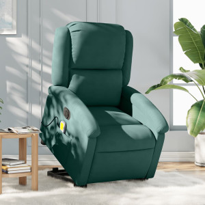 Reclining cadeira de massagem alto veludo verde escuro D