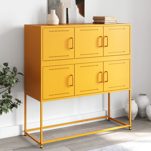 Aparador acero amarillo mostaza 100.5x39x107 cm Aparador acero amarillo mostaza 100.5x39x107 cm D