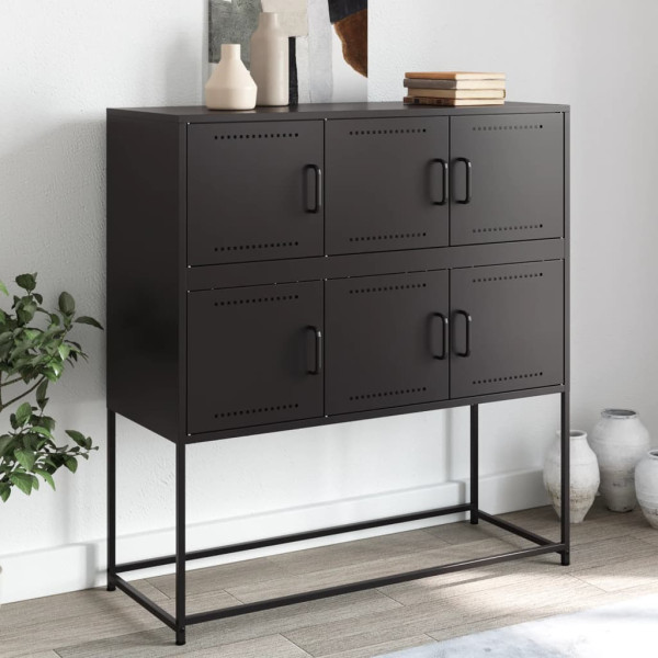 Aparador acero negro 100.5x39x107 cm Aparador acero negro 100.5x39x107 cm D