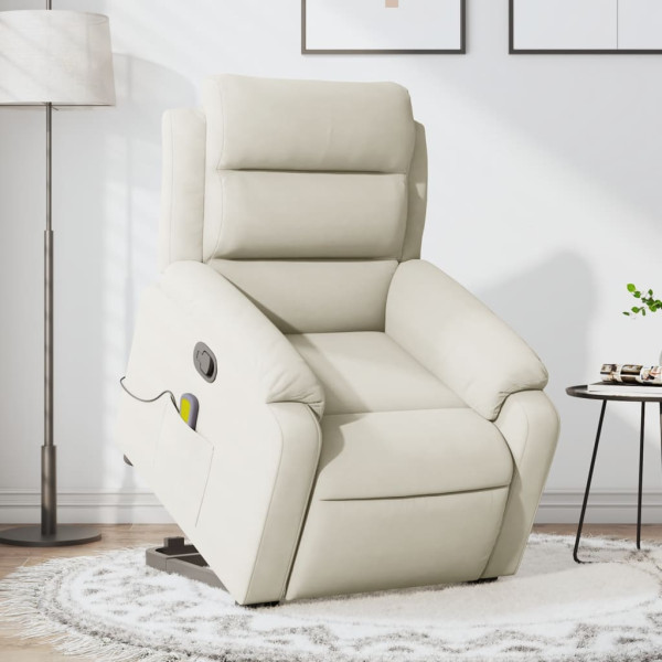 Sillón reclinable de masaje elevable terciopelo crema D