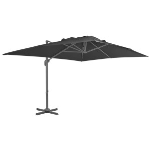 Guarda-sol cantilever com haste de alumínio preto 4x3 m D