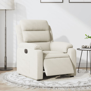 Sillón reclinable eléctrico de terciopelo blanco crema D